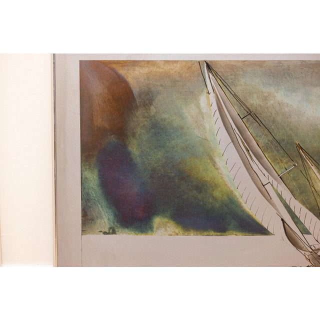 Vintage Framed Sailboat Metal Wall Art by Rene For Sale - Image 4 of 7