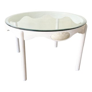 Boho Chic Pencil Reed Glass Top Dining Table For Sale