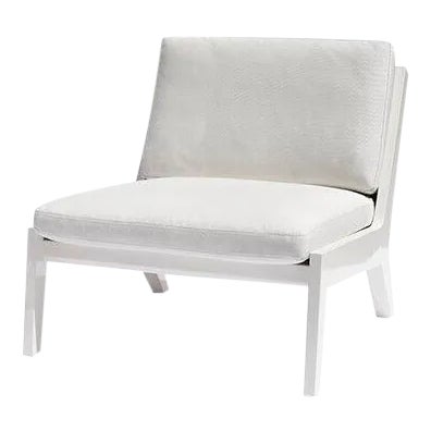 Portofino Outdoor Lounge Chair by the Drawing Room Atl - Handcrafted Mahogany in Premium Yacht Finish: Classic White - Modern Outdoor Furniture For Sale
