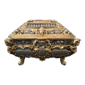 Late 19th Century Antique Christofle Style Bronze Figural Jewel Box Casket
