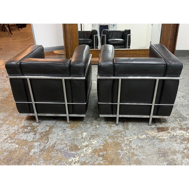 1990s Le Corbusier Style Cube Lounge Chairs, Pair For Sale - Image 5 of 12