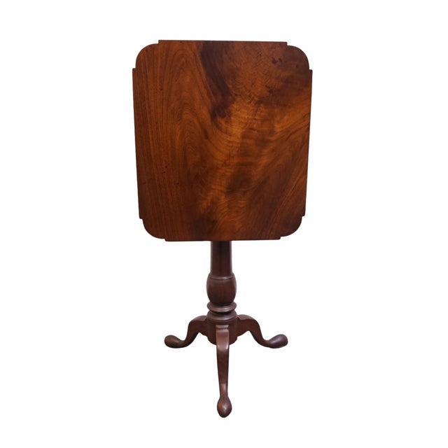 Vintage Antique Late 19th Century Solid Mahogany Traditional Georgian Style 19x22" Tilt Top Accent End Table For Sale In Kansas City - Image 6 of 10