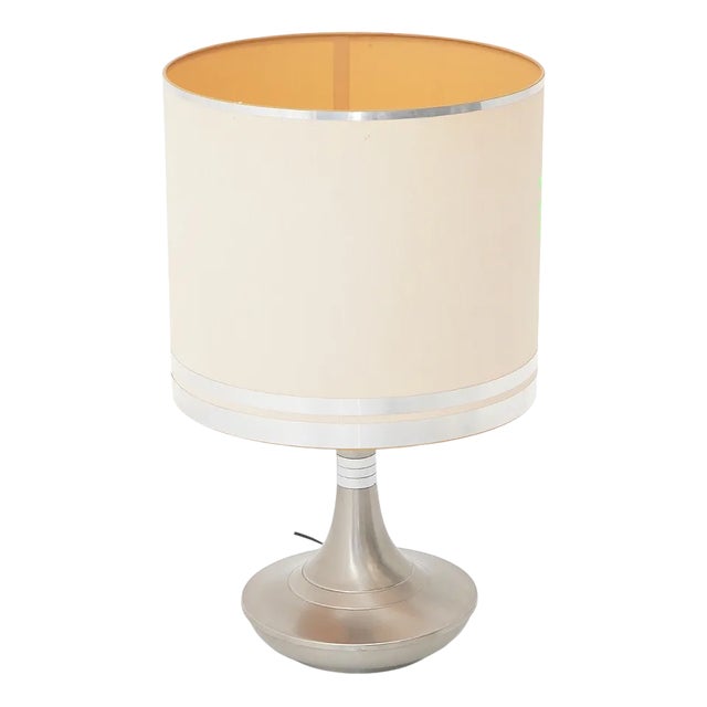 Metal Table Lamp with Fabric Shade, 1970s For Sale
