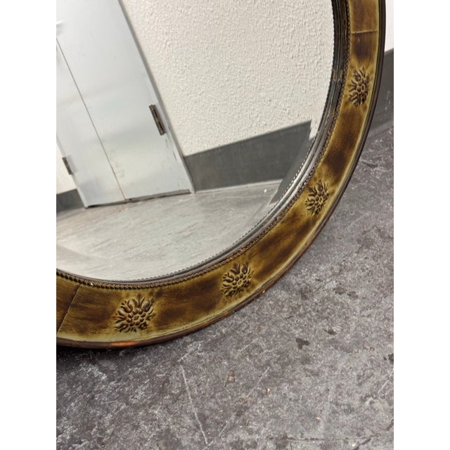 Gilded Metal Floral Medallion Wall Mirror, 26.5 Inches For Sale In San Francisco - Image 6 of 12