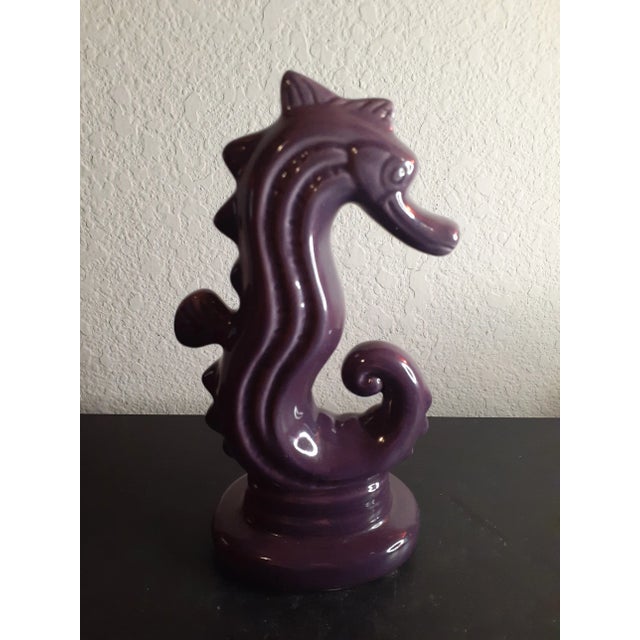 This is a GORGEOUS Purple Ceramic 7" Seahorse Figurine. Procured at auction BOX 37