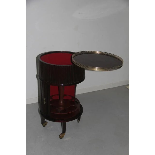 Mid-Century Mahogany & Brass Swivel Trolley, 1960s For Sale - Image 4 of 9