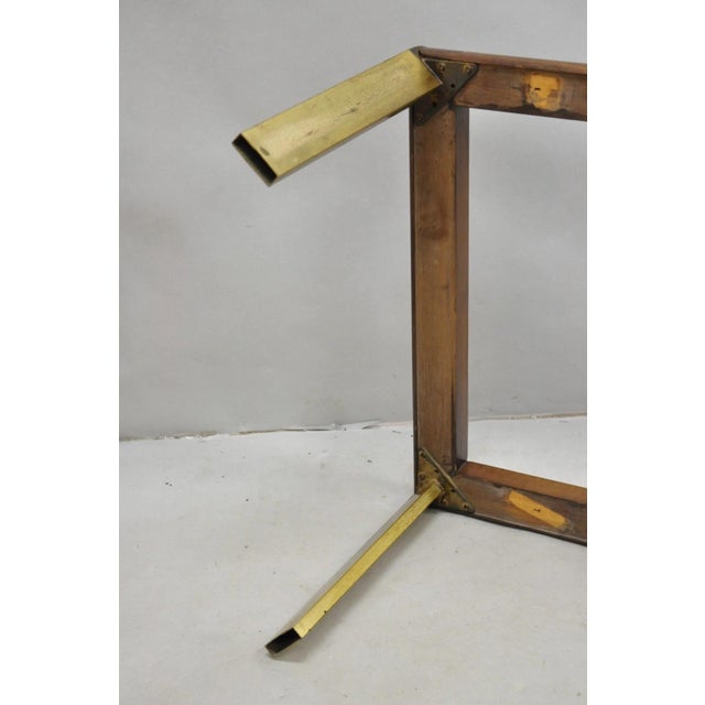 Vintage Lane Mid Century Modern Sculpted Brass Metal Wood Glass Top Coffee Table For Sale - Image 12 of 14