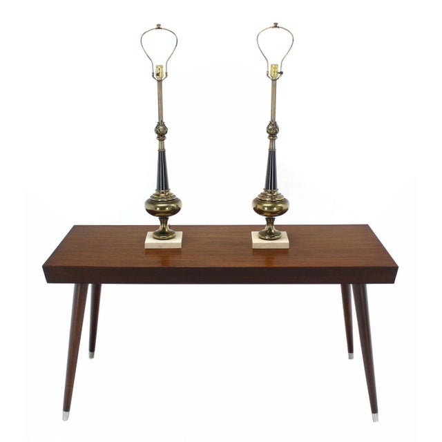 Mid Century Modern Stiffel Brass Finial Shape Table Lamps Marble Bases MINT - A Pair For Sale - Image 9 of 9