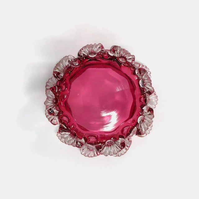 French Antique French Cranberry Glass Candle Holder For Sale - Image 3 of 8
