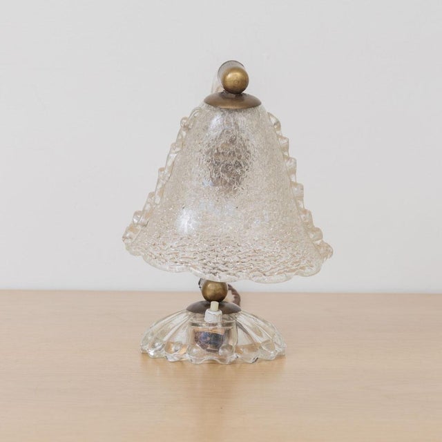 1940s Petite Italian Murano Clear Frosted Glass Lamp For Sale In Los Angeles - Image 6 of 16