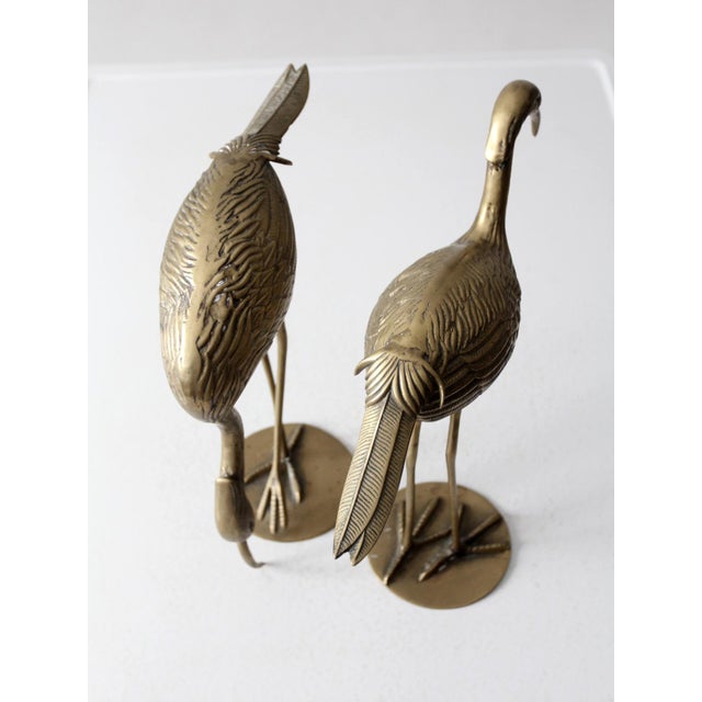 Brass Mid Century Brass Heron Figurines Pair For Sale - Image 8 of 12