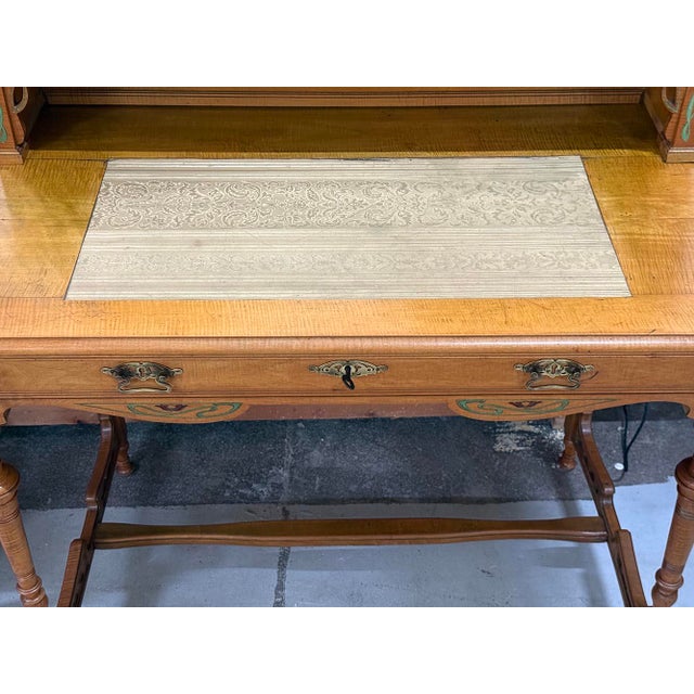 Art Nouveau Writing Desk with Floral Painting, 1910s For Sale - Image 6 of 9