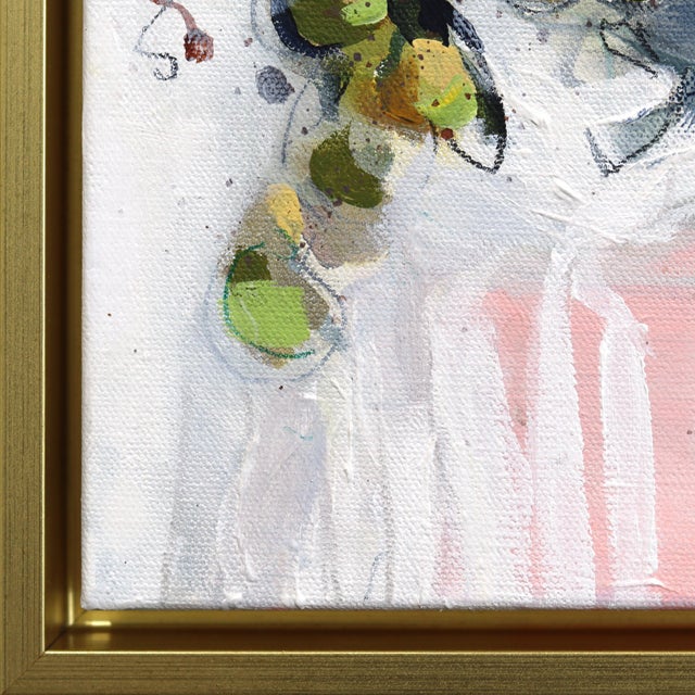 Pears & Pink - Framed Abstract Expressive Botanical Floral Still Life Original Artwork by Kellie Newsome For Sale - Image 4 of 9