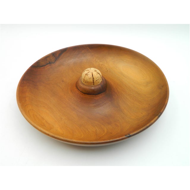 Walnut Wood Fruit Bowl with Knives with Raffia Handles by Carl Auböck for Werkstätte Carl Auböck, Vienna, 1950s, Set of 7 For Sale - Image 10 of 15