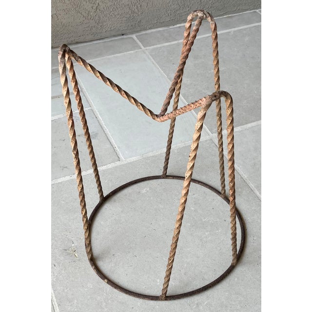 Circa 1980 Nicely-Sized Victorian-Style Steel Wirework Planter Basket & Forged Steel Stand – 2 Pieces For Sale - Image 15 of 18