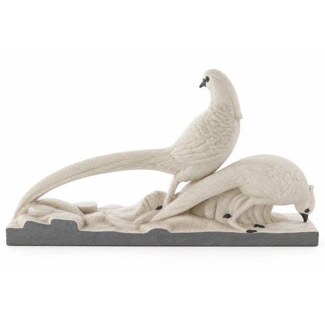 Art Deco Ceramic Two Pheasants from Manufacture De Sainte-Radegonde, France, 1930 For Sale - Image 3 of 12