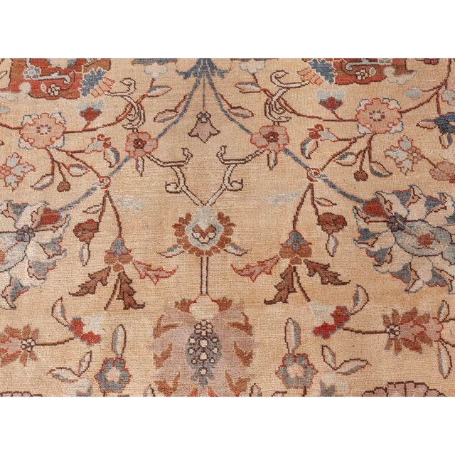 Antique Persian Tabriz Botanic Handmade Wool Rug For Sale - Image 4 of 9