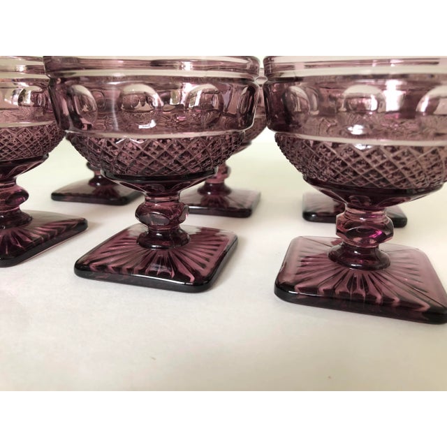 Shabby Chic Vintage Purple Glass Set of 6 Sherbet Glasses For Sale - Image 3 of 6