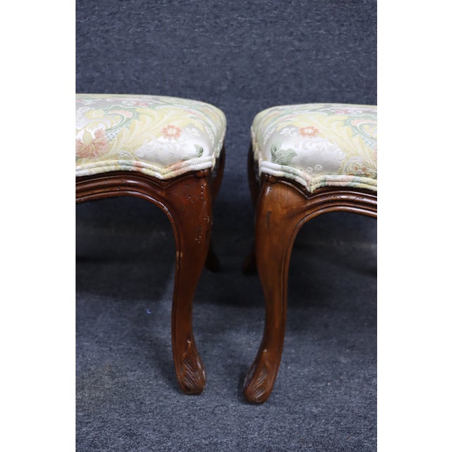 French Provincial Pair of Henredon French Style Cherry Footstools For Sale - Image 3 of 13