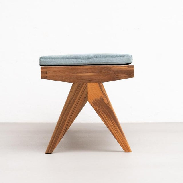 Civil Bench in Wood and Woven Viennese Cane with Cushion by P. Jeanneret for Cassina For Sale - Image 14 of 17