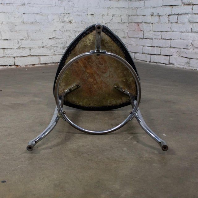 Early to Mid-20th Century Art Deco Streamline Moderne Low Stool Solid Chrome Legs & Black Vinyl Seat For Sale - Image 10 of 18