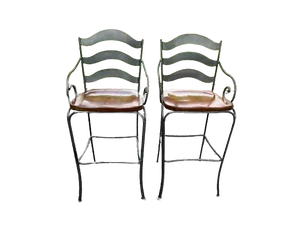 1990s Ethan Allen Bar Stools- Set of 2 Heavy