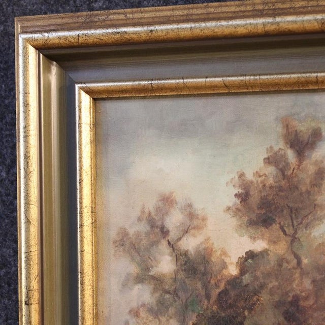 Flemish Artist, Bucolic Landscape Painting, 1950, Oil on Canvas For Sale - Image 9 of 13