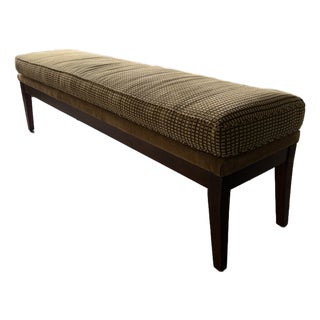 Upholstered Walnut Frame Accent Bench McM-Inspired Transitional Traditional For Sale