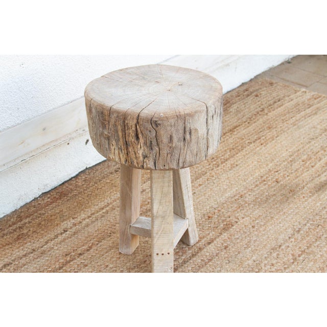 Primitive Bleached Wood Zen Round Table For Sale - Image 4 of 6