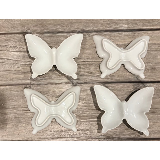 Porcelain Butterfly Catchall Vide-Poche Jewelry Dish-Set of 4 For Sale - Image 4 of 7