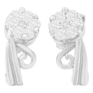 14K White Gold 1/2 cttw Round Cut Diamond Earrings (H-I, I1-I2) For Sale