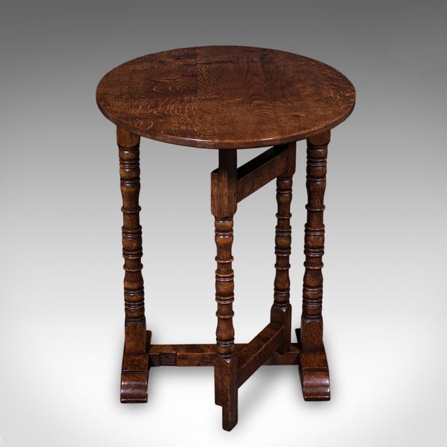 Jacobean Vintage Folding Oval Occasional Table, English, Gate Leg, Side, Jacobean Revival For Sale - Image 3 of 12