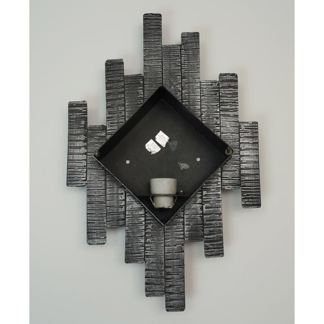 Mid-Century Modern Brutalist Style Wall Lamp in Wrought Iron and Glass, 1970s For Sale - Image 12 of 13