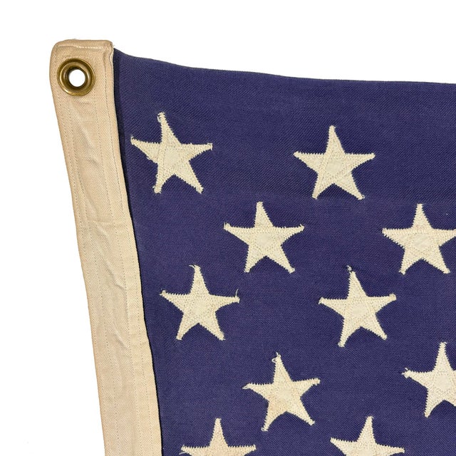 Late 20th Century Vintage Cotton American Flag With Sewn Stars For Sale - Image 5 of 6