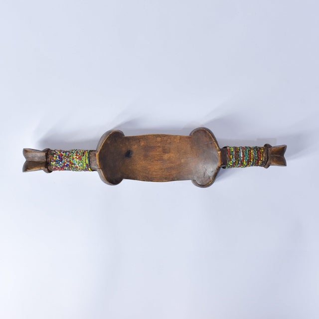 Early 20th Century Nyamwezi Wooden Headrest with Glass Bead Decoration Tanzania For Sale In Denver - Image 6 of 16