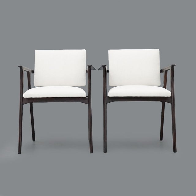 Mid-Century Modern Vintage Lounge Chairs with Wooden Armrests, 1950s, Set of 2 For Sale - Image 3 of 15