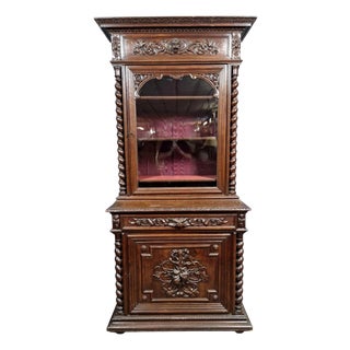 Louis XIII Style Oak Hunting Lodge Display Cabinet, 1850 For Sale