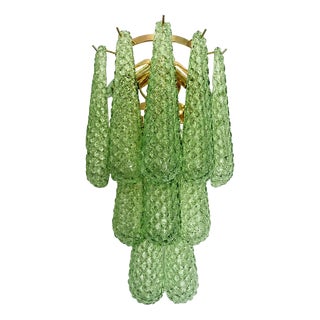 Graniglia Green Conchiglie Murano Glass Gold Wall Sconce by Simoeng For Sale