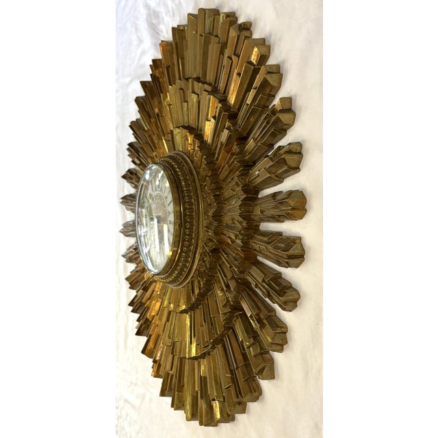 Vintage Circa 1969 Syroco Mid Century Modern Starburst Wall Clock in Antique Gold Finish For Sale - Image 10 of 18