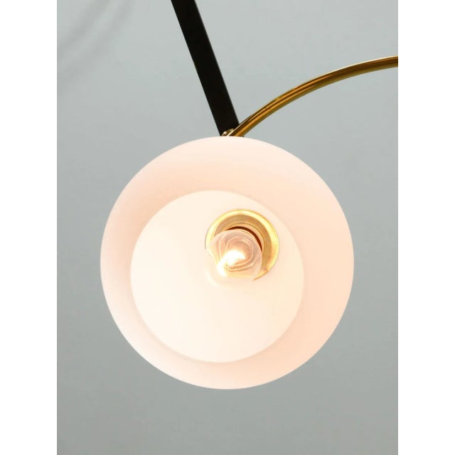 Mid-Century Modern Brass and Opaline Chandelier, Italy For Sale - Image 18 of 18