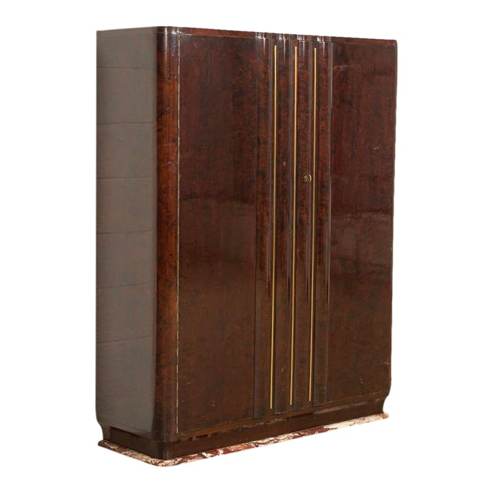 1920s Art Deco Burl Wood & Bronze Bar With Marble Base Chairish