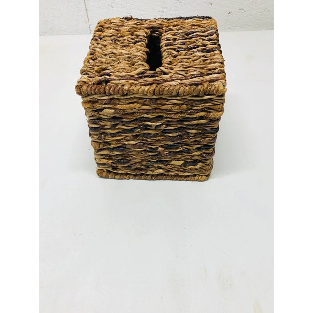 Late 20th Century Vintage Seagrass Tissue Box Cover For Sale - Image 5 of 5