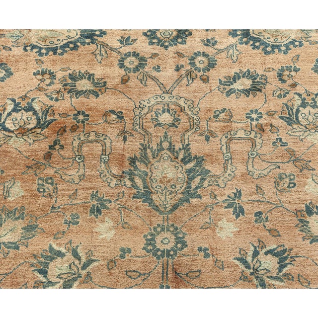 Textile Authentic Persian Tabriz Handmade Wool Rug For Sale - Image 7 of 8