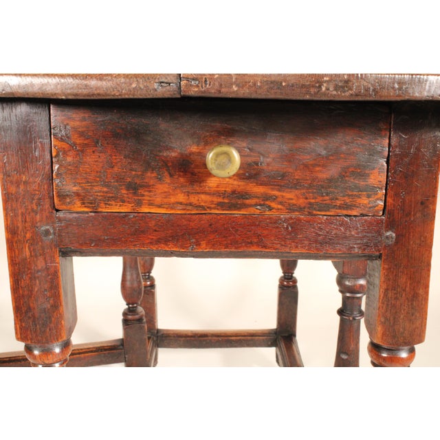 Wood Antique William and Mary Style Oak Gateleg Table For Sale - Image 7 of 10