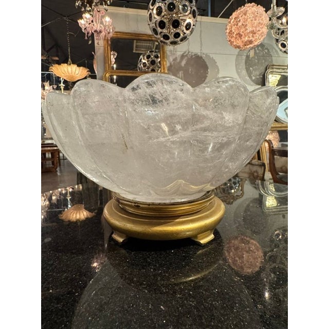 Vintage French Rock Crystal Bowl on Giltwood Stand For Sale In Dallas - Image 6 of 7