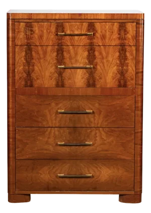 An Art Deco Chest of Drawers Bakelite Handles and Drop-Front Secretary