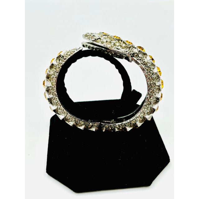 1980s Kenneth Jay Lane Amber Crystal Snake Bracelet For Sale - Image 9 of 11