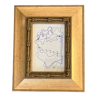 1980’s Original Wayne Cunningham Small Abstract Ink Drawing Framed For Sale