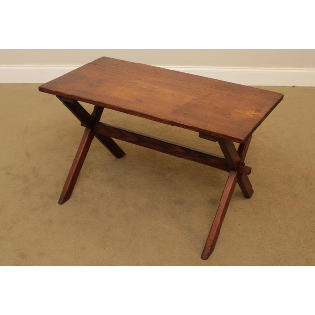 Antique Youth Size Oak Sawbuck Dining Farm Table with Benches For Sale - Image 4 of 13