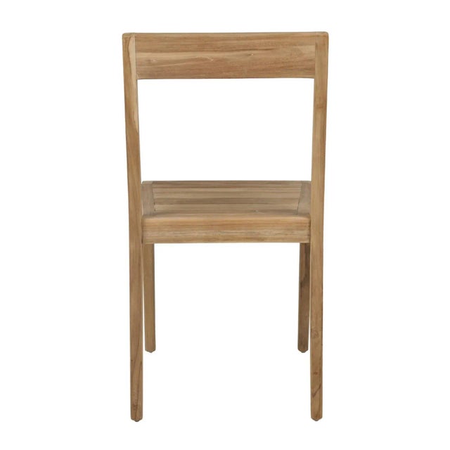 Simple Teak Outdoor Dining Chair For Sale - Image 4 of 6